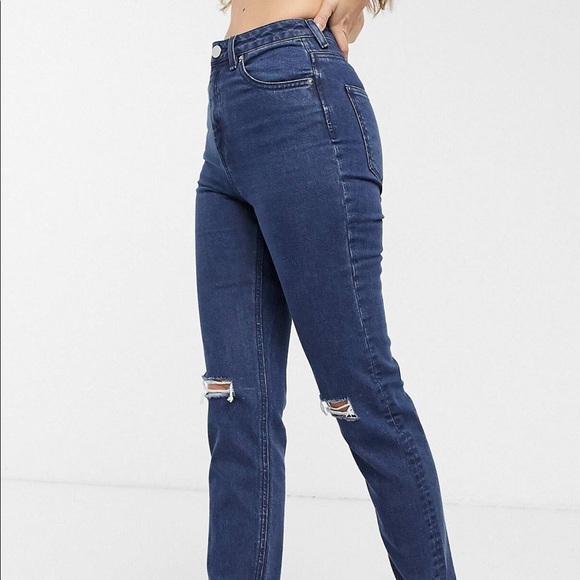 ASOS Denim - ASOS high rise slim fit mom jean with knee slits